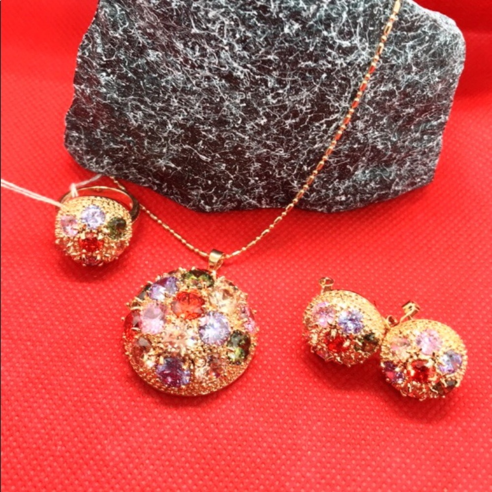 18K AAA+ gold filled set cristal